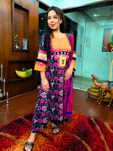 Black Floral Real Mirrors Cotton Stitched Suit Set