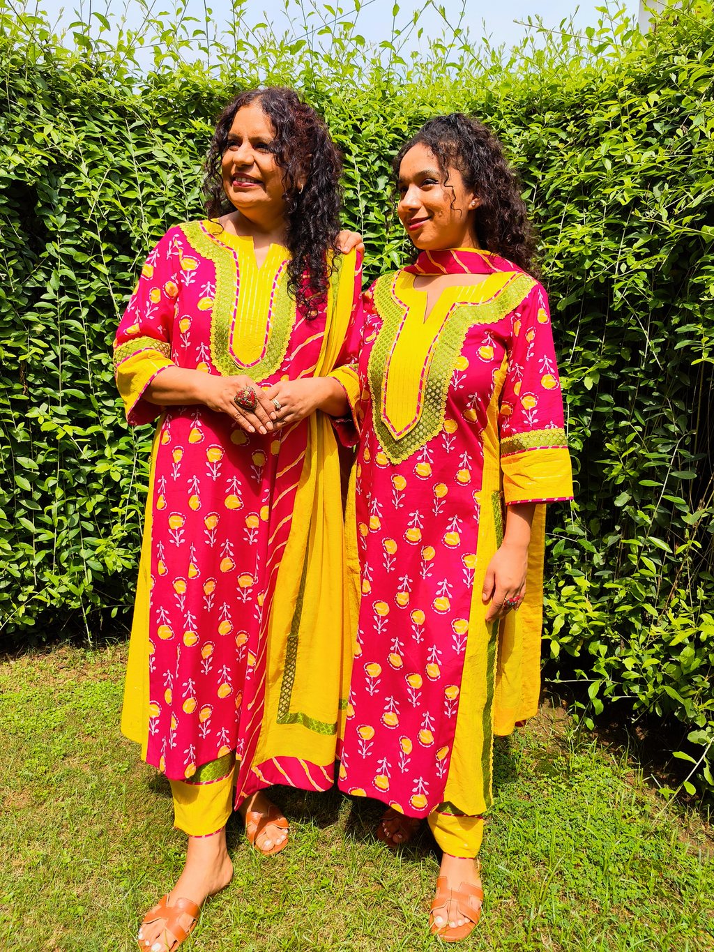 Magenta Digital Printed Cotton Stitched Suit Set