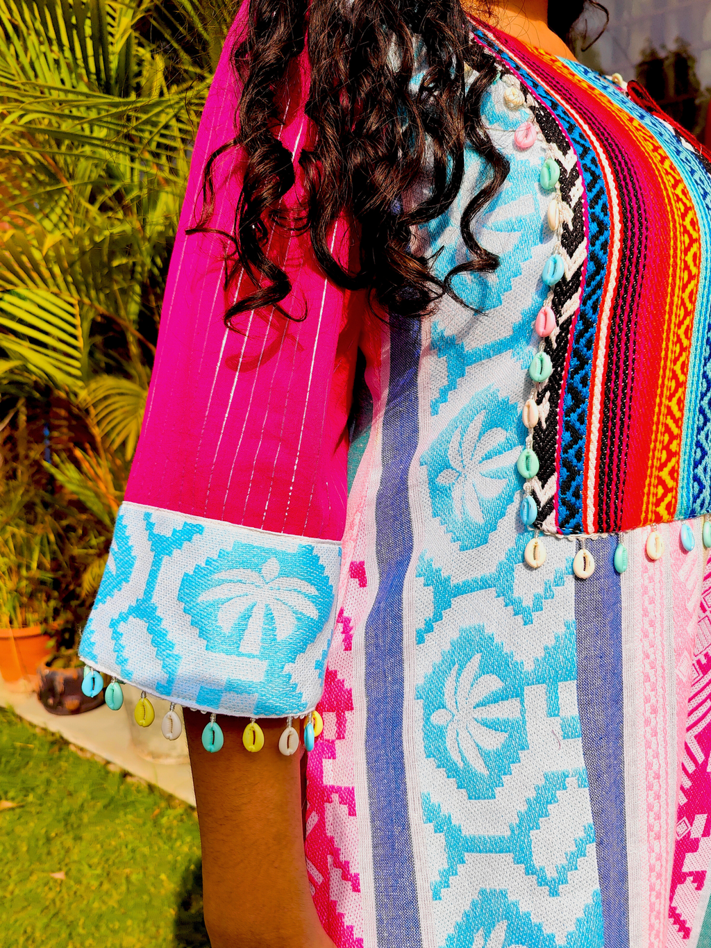 Multi-Coloured Afghani Multi Embroidered Stitched Suit Set