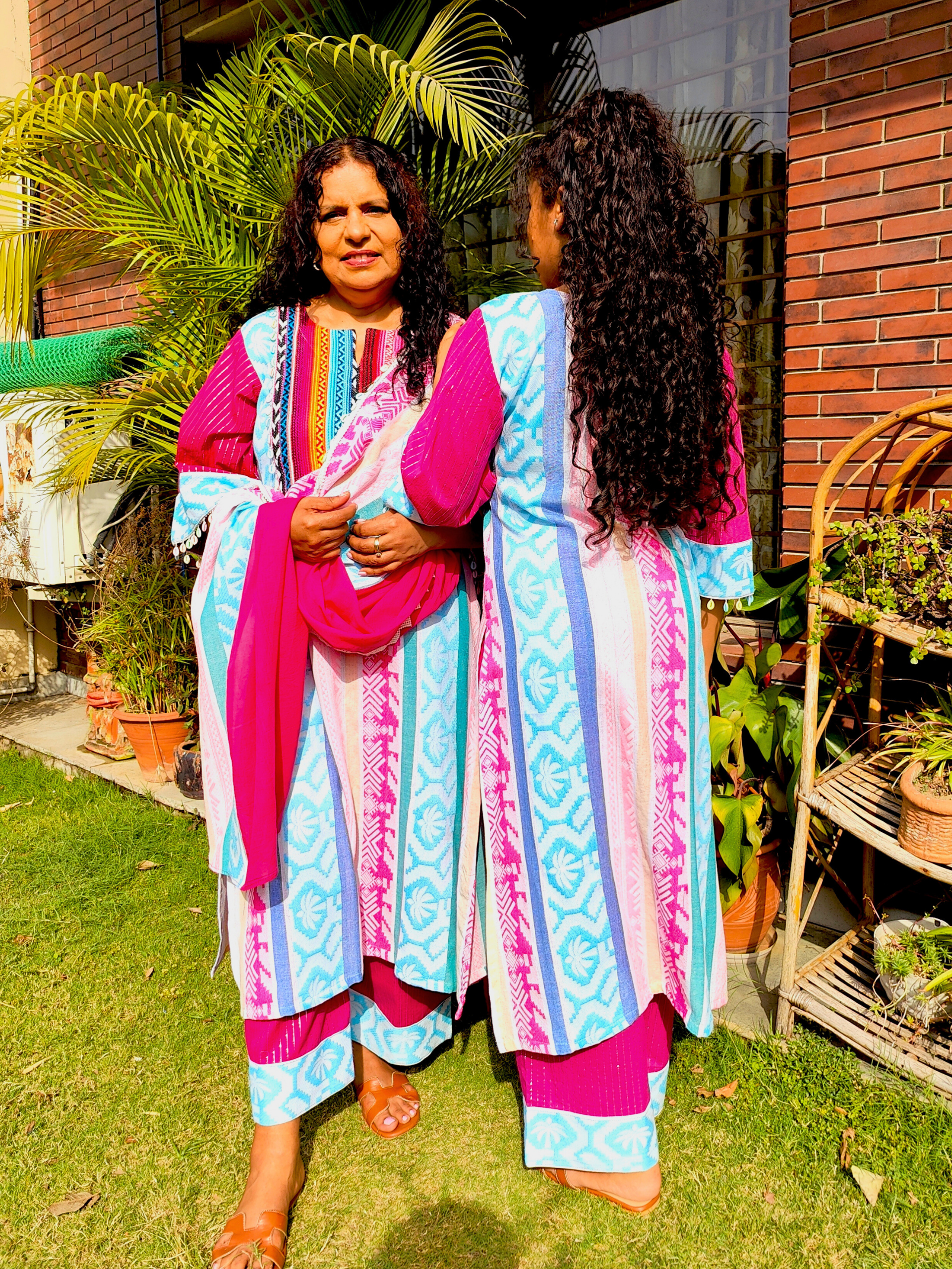 Multi-Coloured Afghani Multi Embroidered Stitched Suit Set