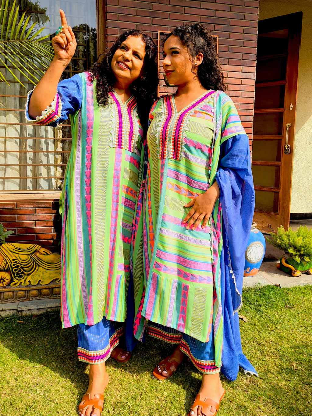 Lime Green Afghani Embroidered Weave Stitched Suit Set