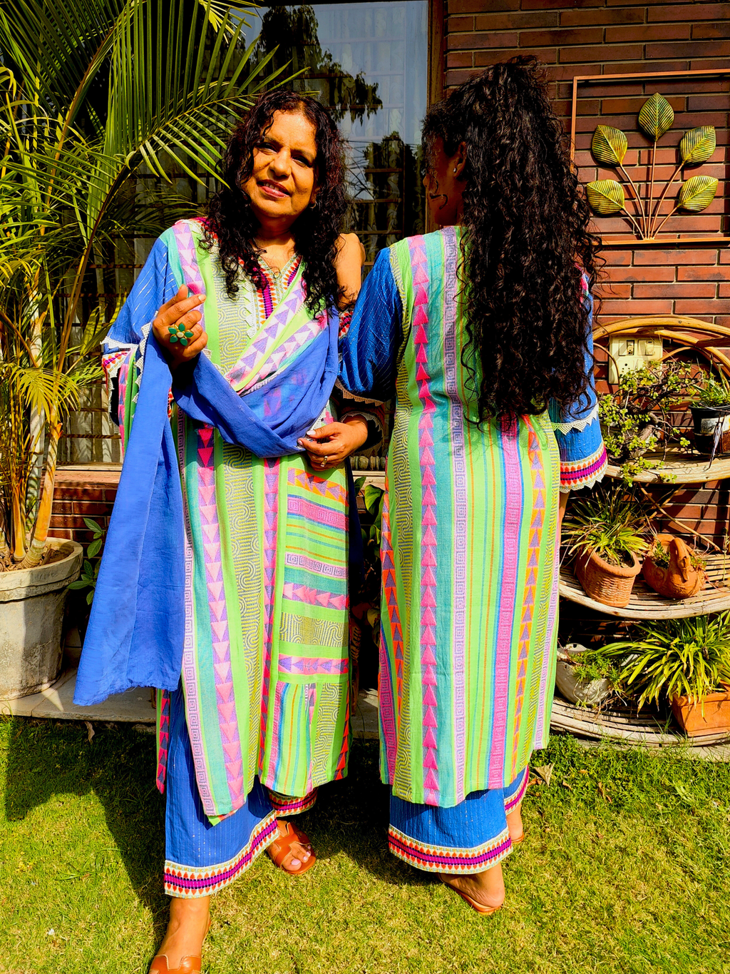 Lime Green Afghani Embroidered Weave Stitched Suit Set