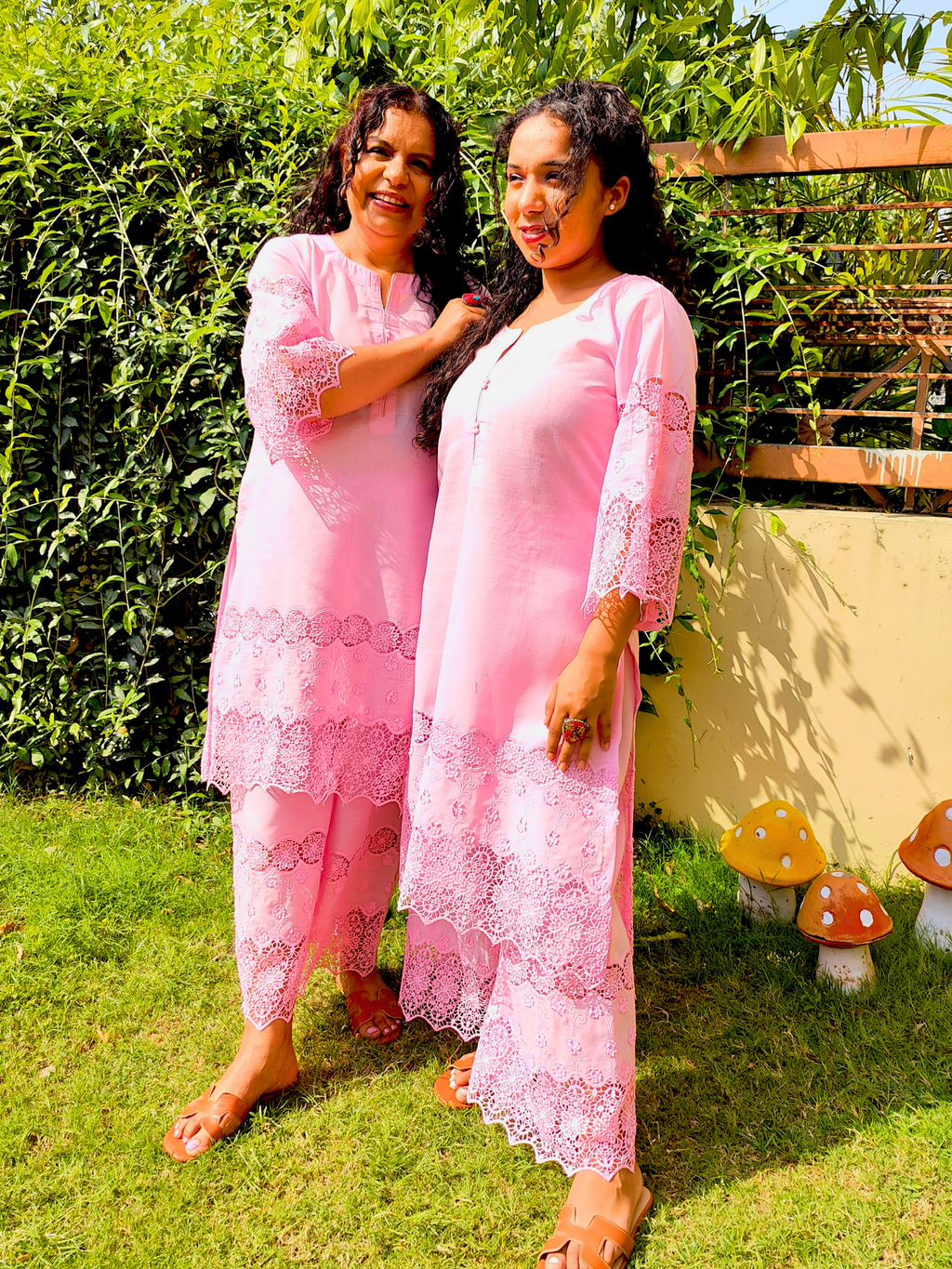 Pink Embroidered Cotton Stitched Co-Ord Set