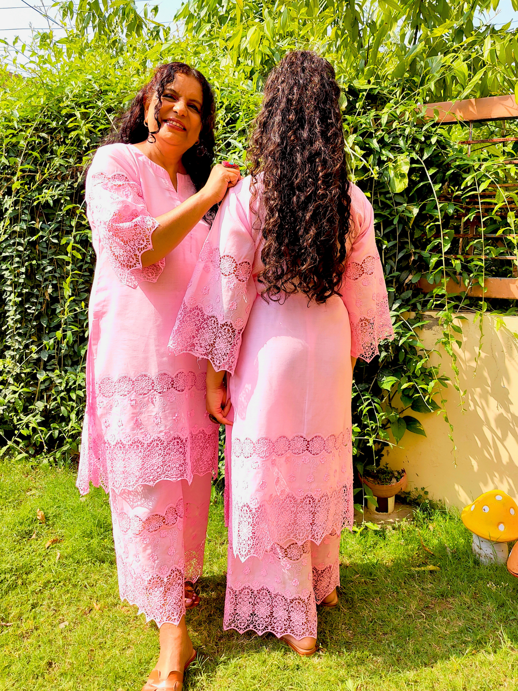 Pink Embroidered Cotton Stitched Co-Ord Set