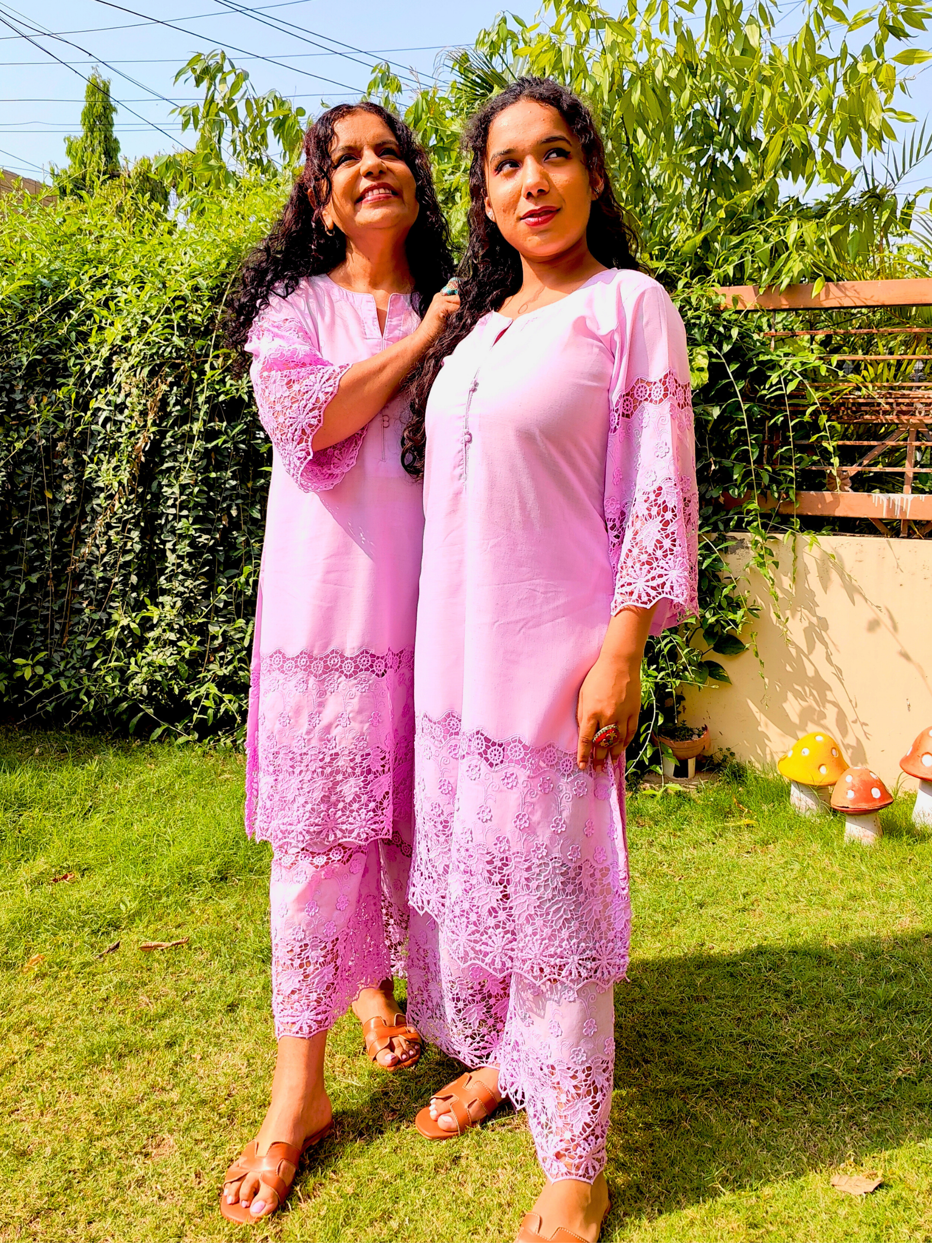 Lilac Embroidered Cotton Stitched Co-Ord Set