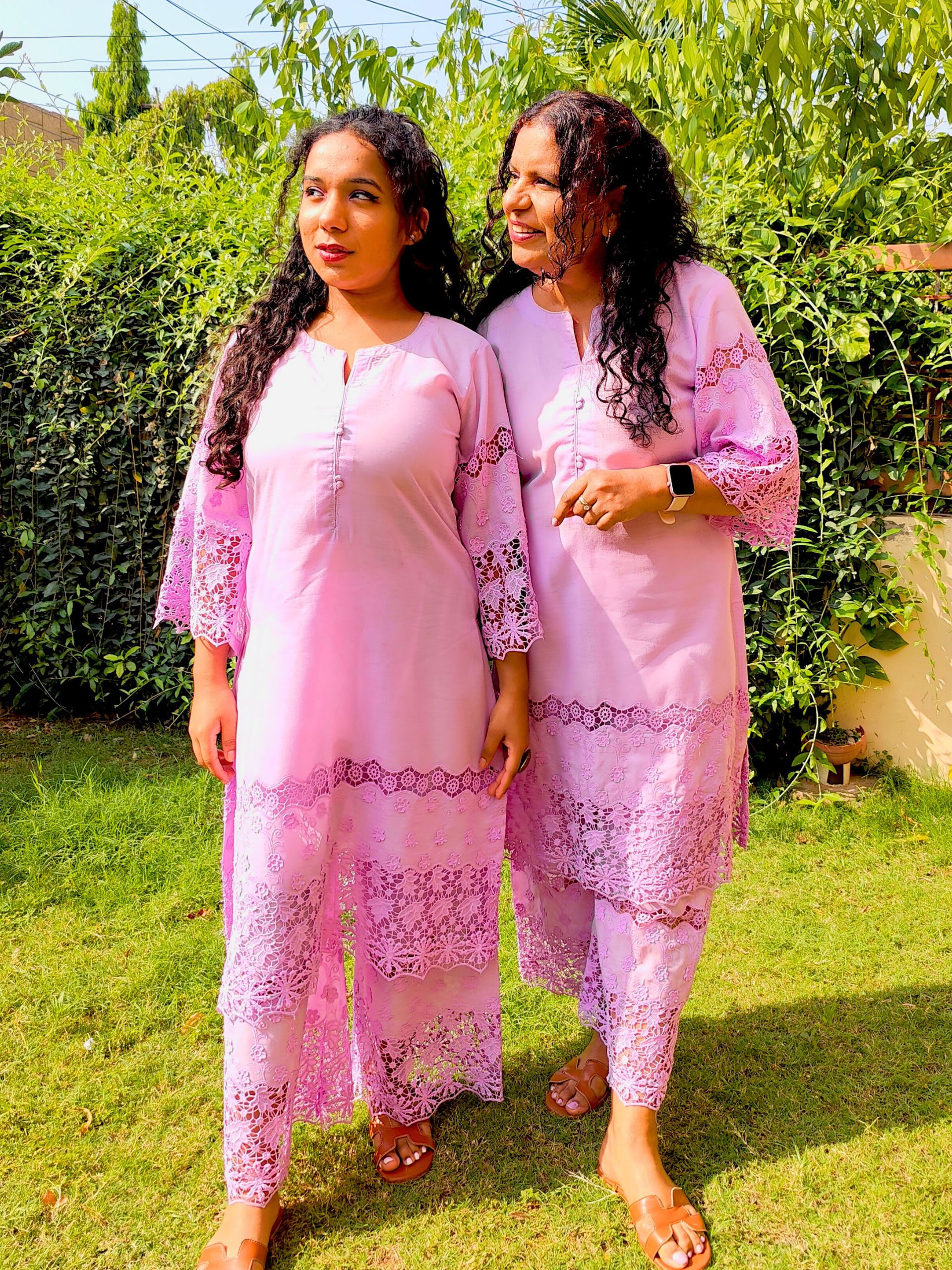 Lilac Embroidered Cotton Stitched Co-Ord Set