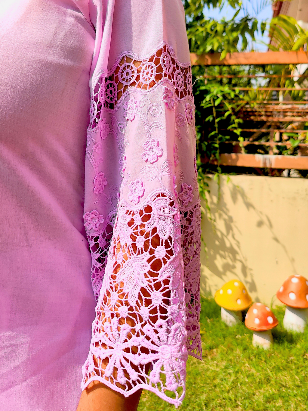 Lilac Embroidered Cotton Stitched Co-Ord Set