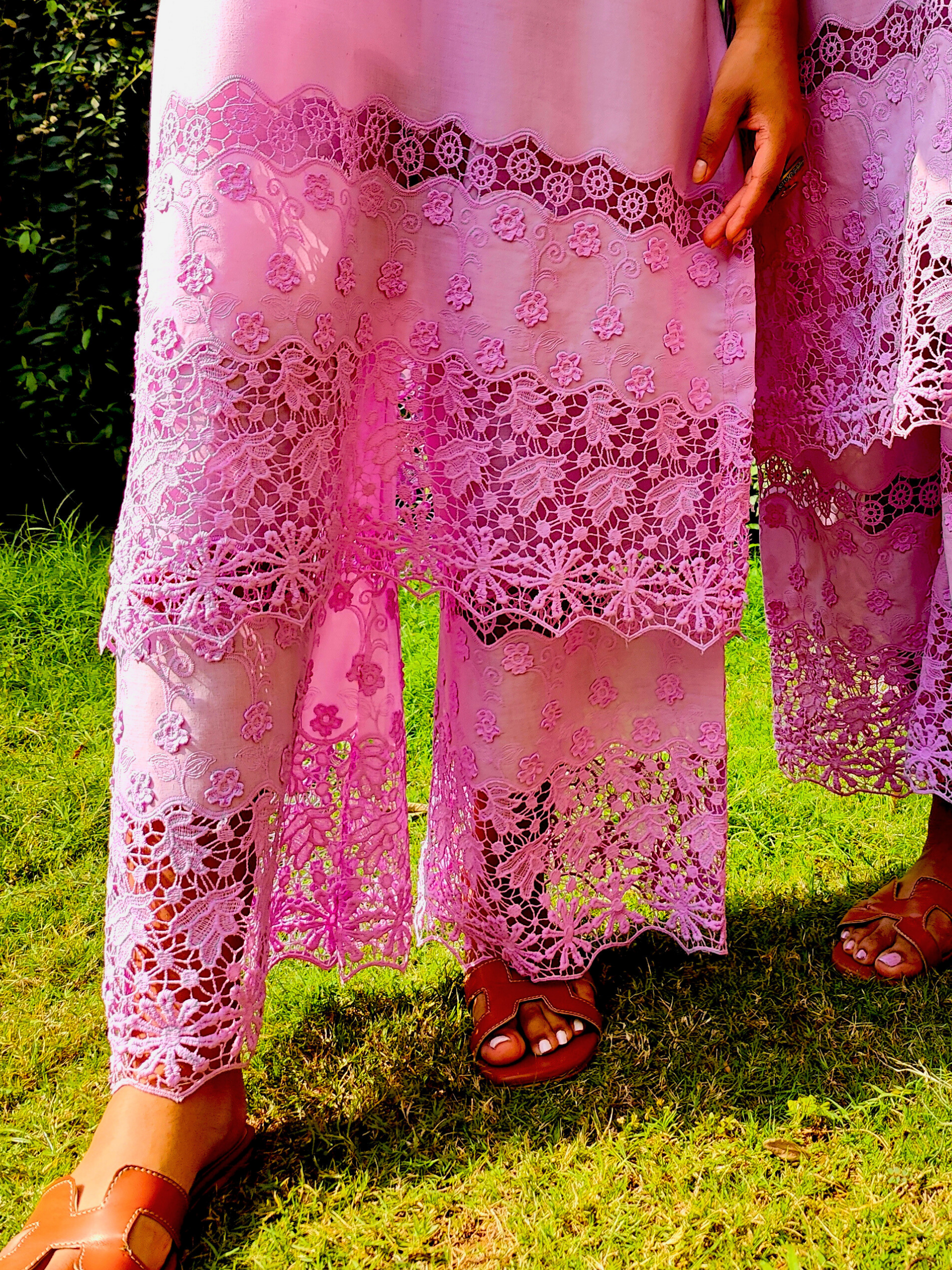 Lilac Embroidered Cotton Stitched Co-Ord Set