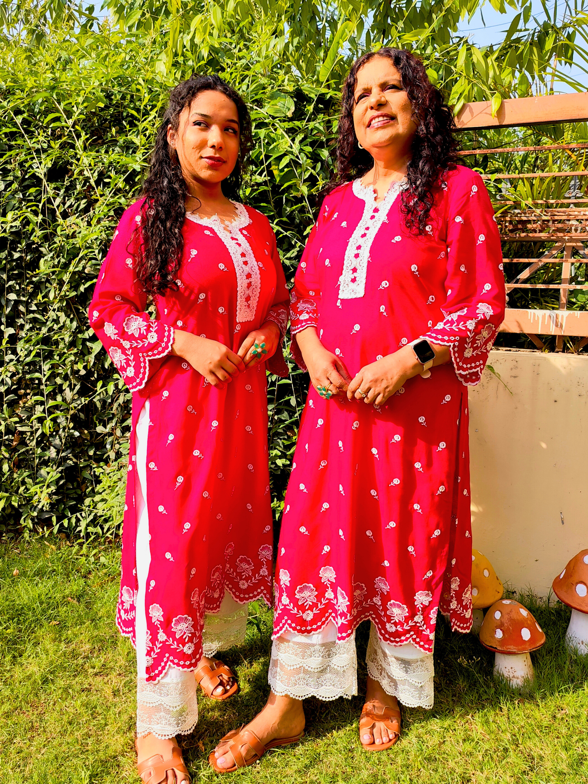 Magenta Embroidered Cotton Stitched Co-Ord Set