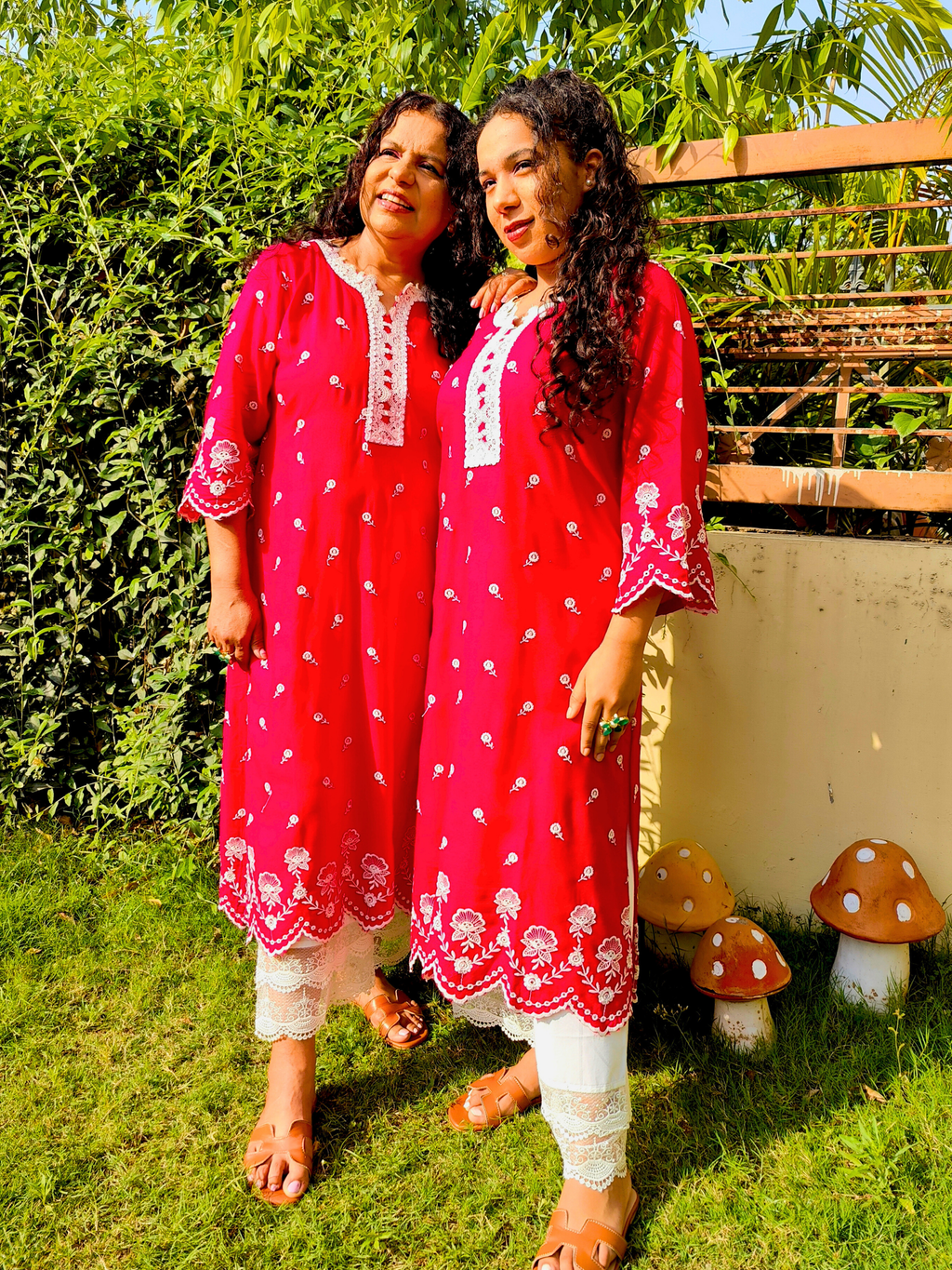 Magenta Embroidered Cotton Stitched Co-Ord Set