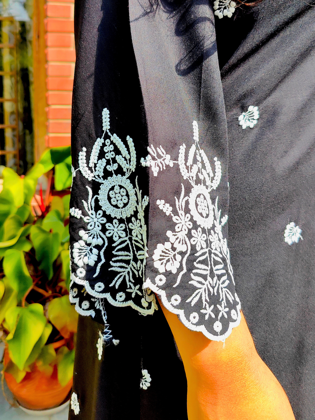 Black Embroidered Cotton Stitched Co-Ord Set