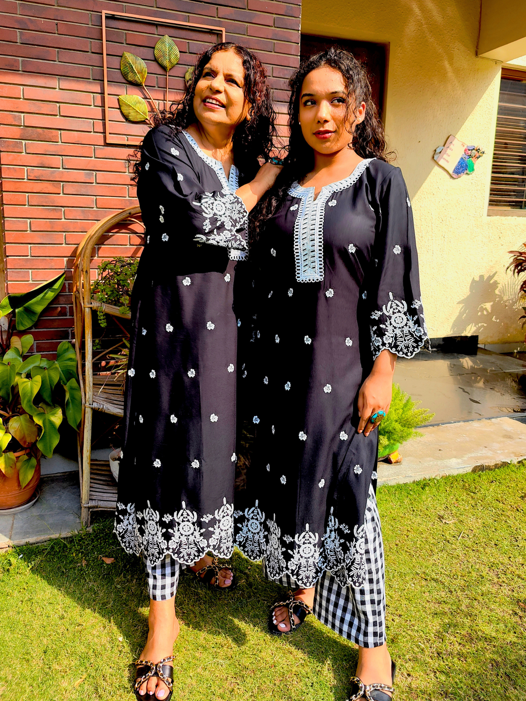 Black Embroidered Cotton Stitched Co-Ord Set