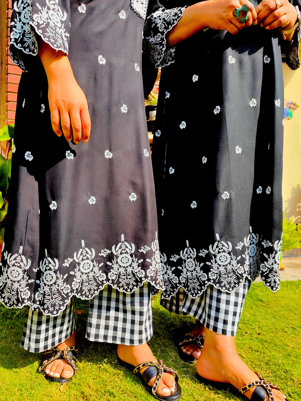 Black Embroidered Cotton Stitched Co-Ord Set