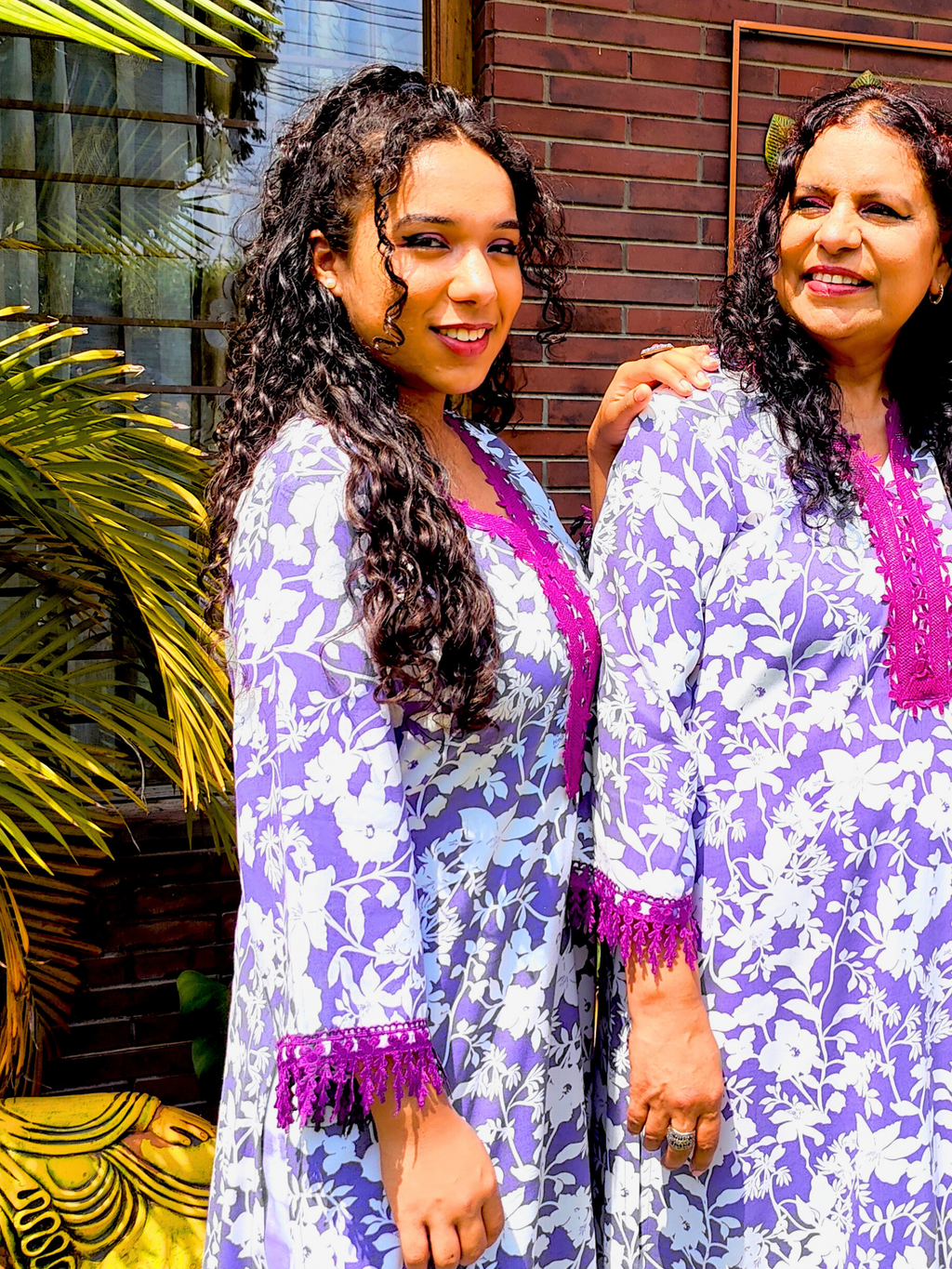 Purple and White Digital Printed Cotton Stitched Co-Ord Set