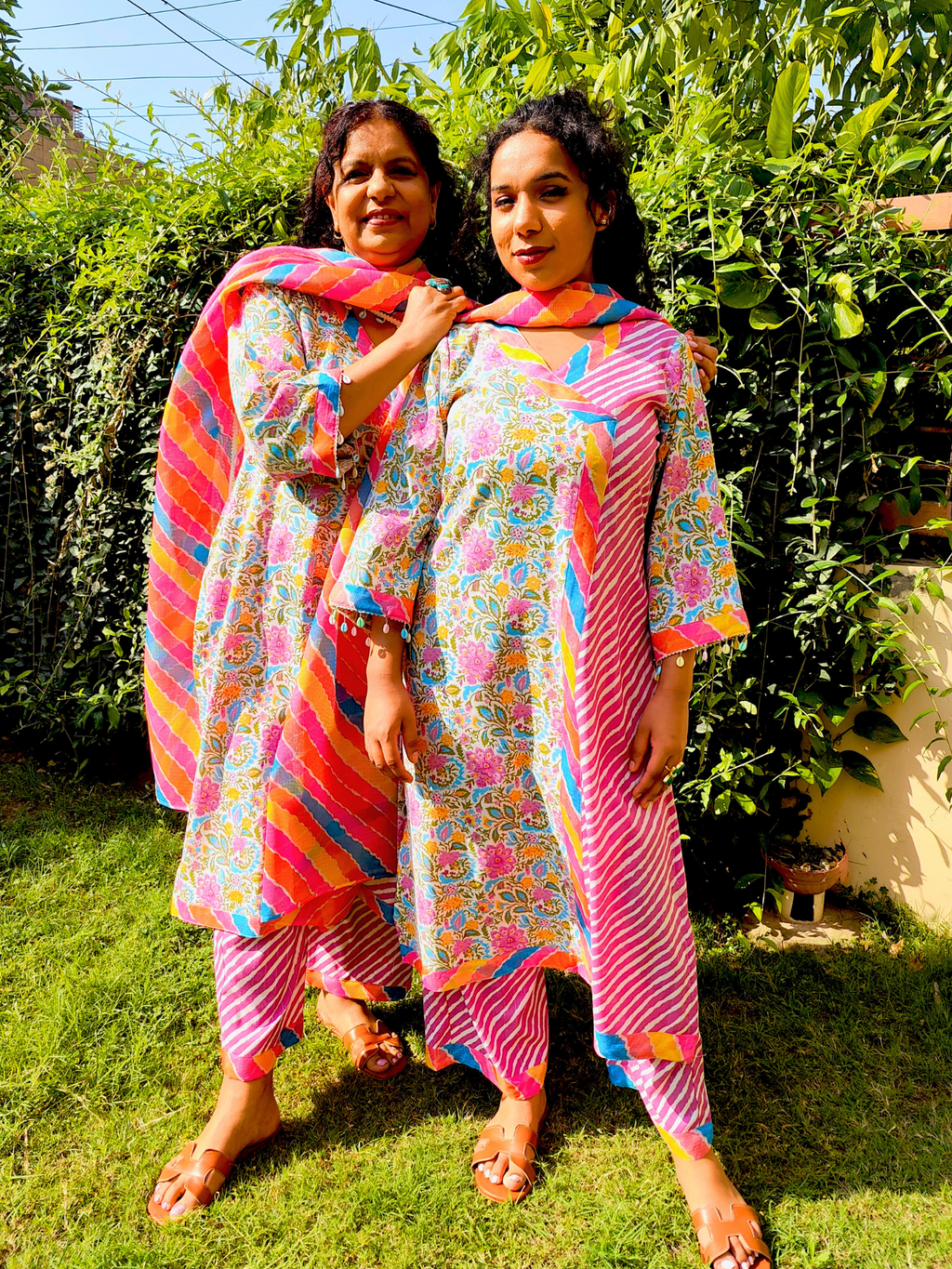 Multi Coloured Floral Digital Printed Cotton Stitched Suit Set