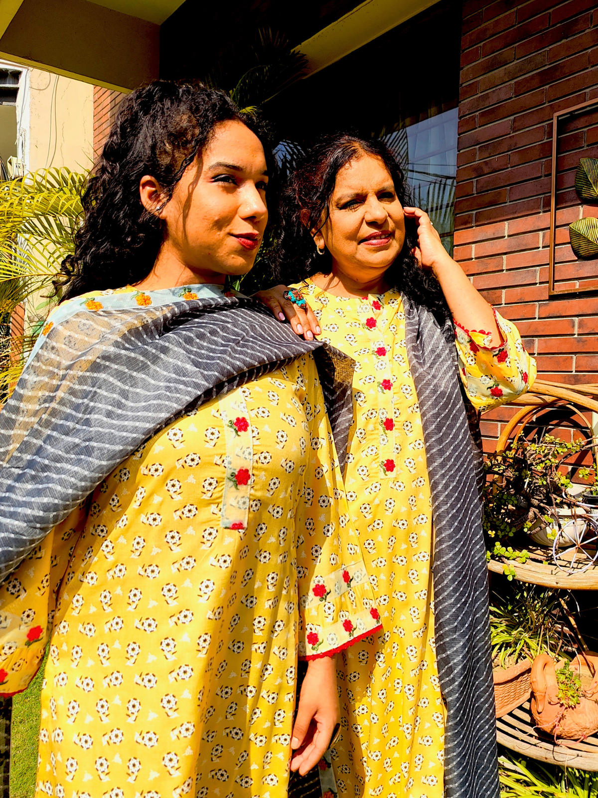 Yellow Cotton Digital Printed Embroidered Lace Stitched Suit Set