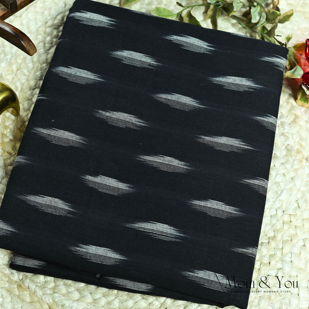 Black Ikat Dress Material Fabric
