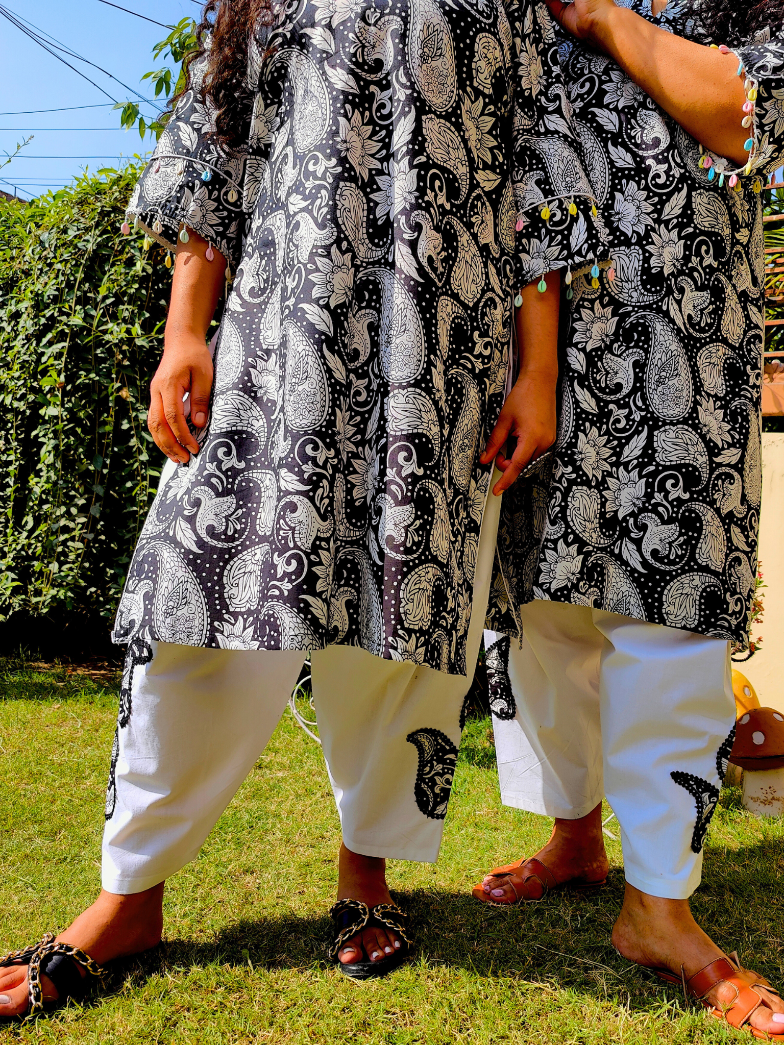 Black Paisley Digital Printed Cotton stitched Co-Ord Set