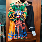 Multi-coloured Digital Printed Cotton Stitched Co-Ord Set