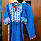 Blue Handblock Cotton Unstitched Dress Material Suit Set