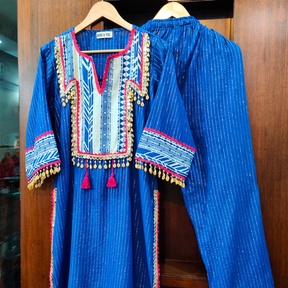 Purple Handembroidered Cotton Chikankari Kurta