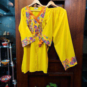 Yellow Kalamkari Cotton Stitched Co-Ord Set