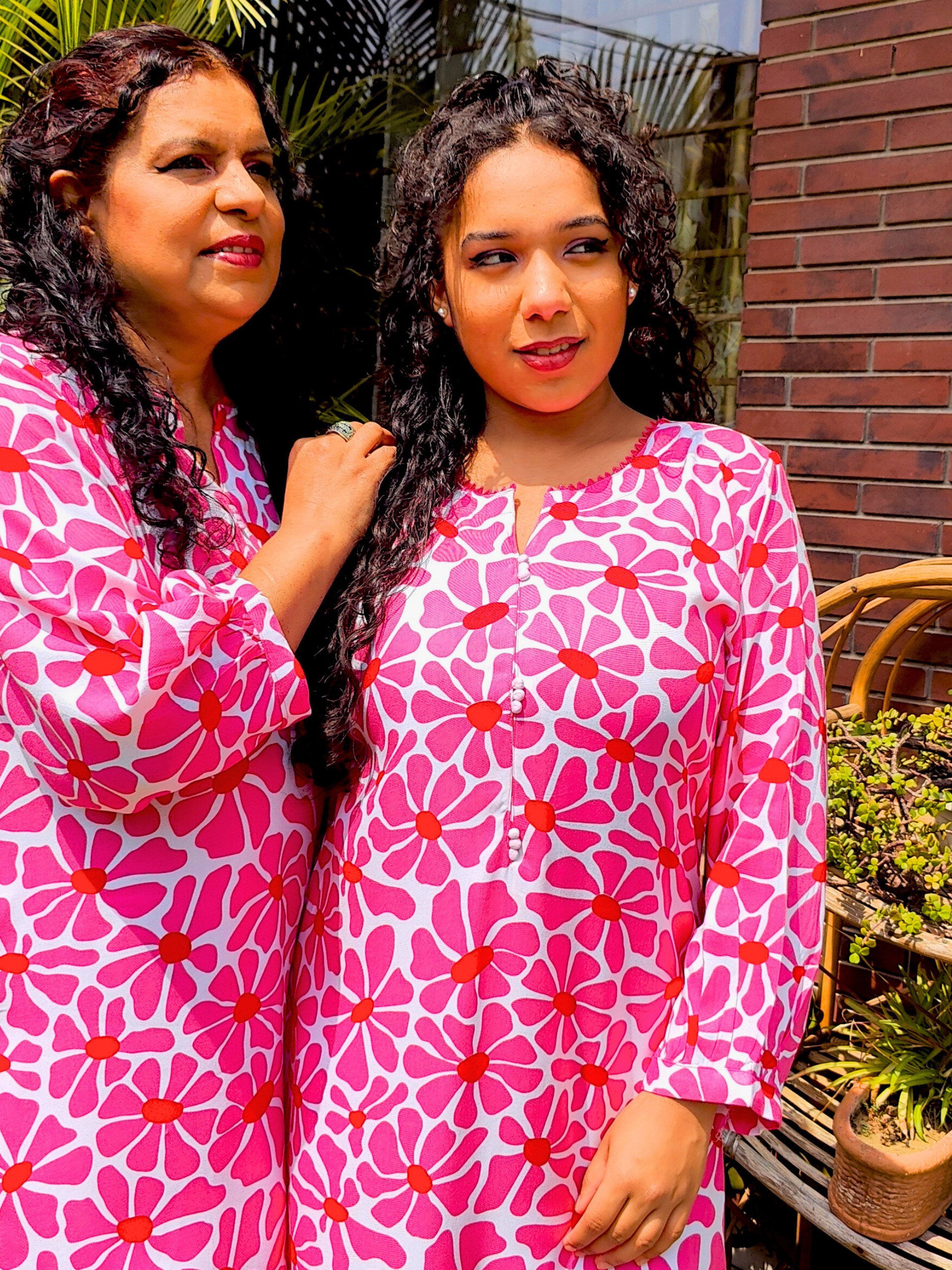 Pink Digital Printed Magenta Lace Cotton Stitched Co-Ord Set