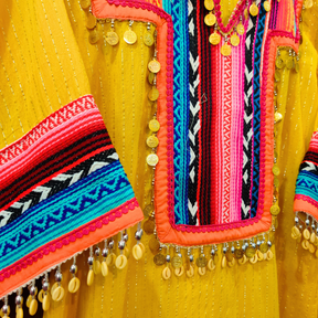 Yellow Multi-Colour Embroidered Lurex Cotton Stitched Co-Ord Set