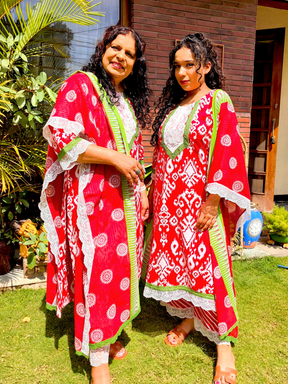 Red Digital Printed Cotton Stitched Suit Set