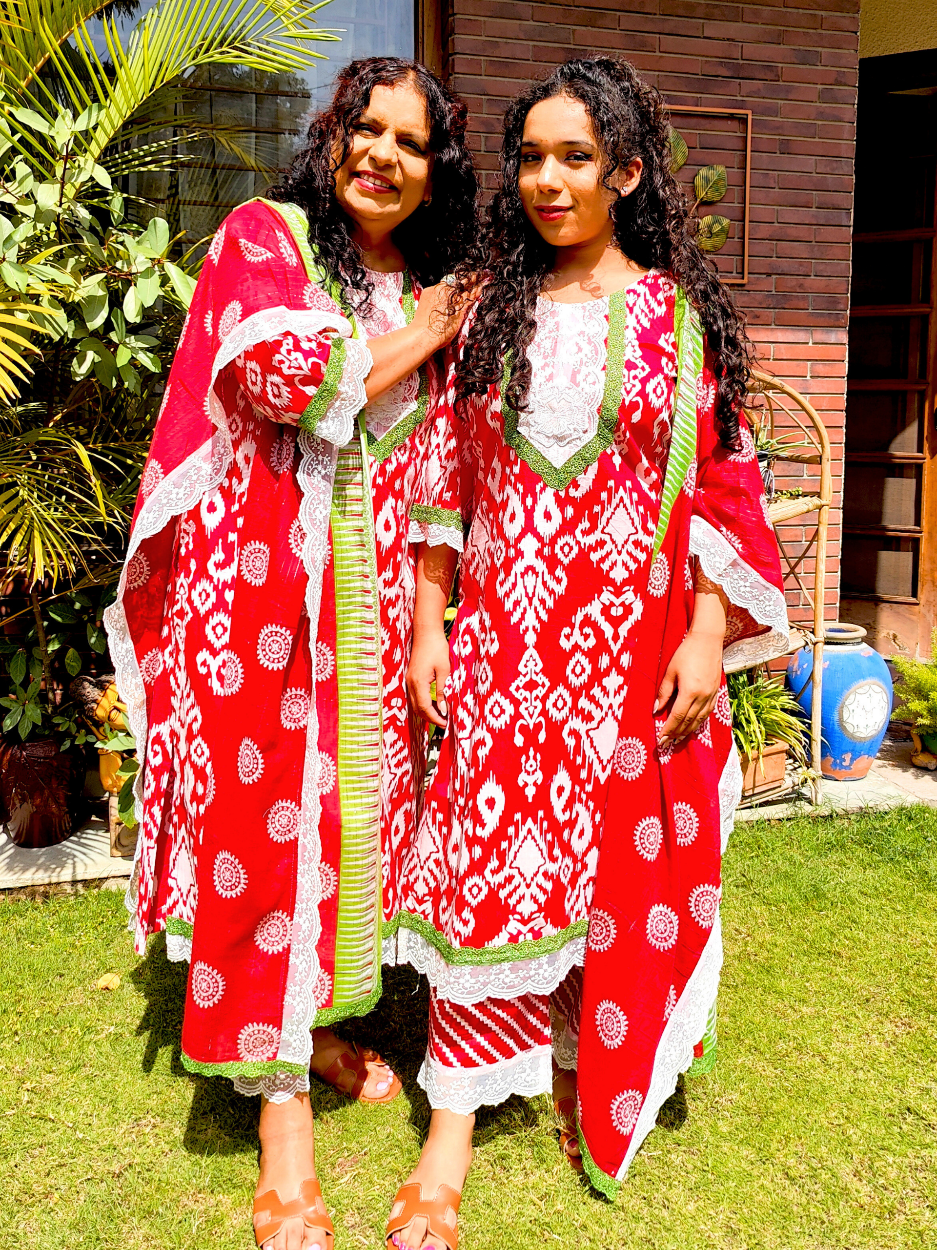 Red Digital Printed Cotton Stitched Suit Set