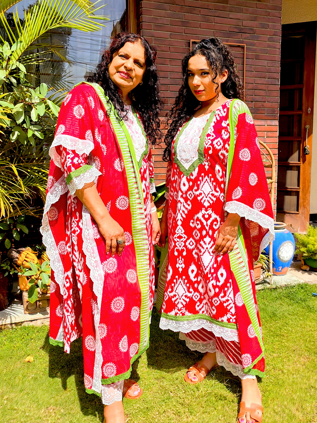 Red Digital Printed Cotton Stitched Suit Set