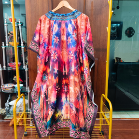 Magenta Digital Printed Muslin Silk Stitched Kurta Kaftan