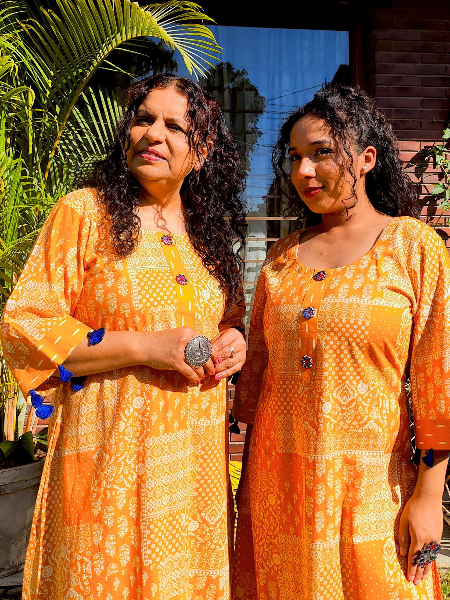 Yellow Blockwork Mirror Cotton Stitched Co-Ord Set