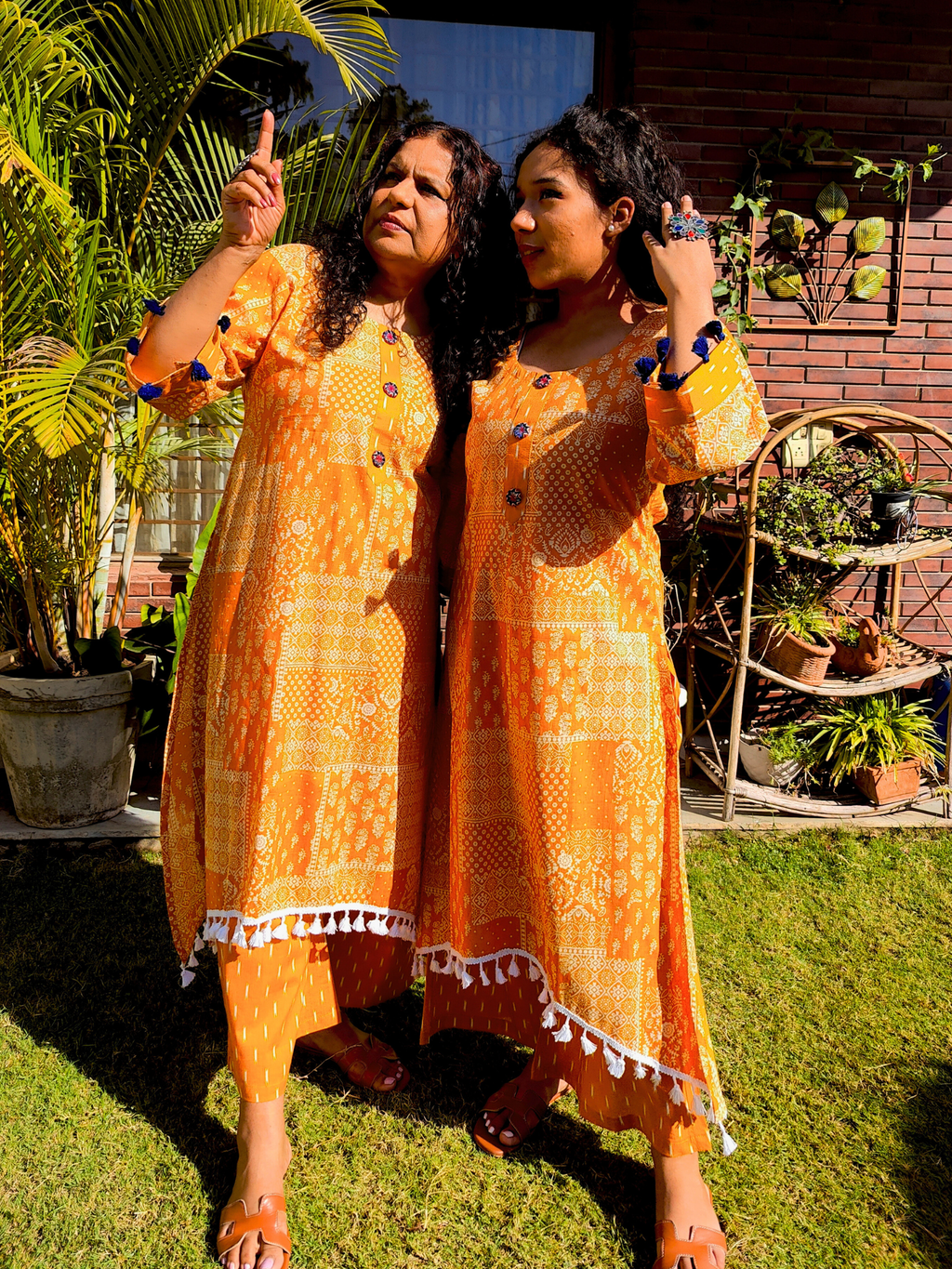 Yellow Blockwork Mirror Cotton Stitched Co-Ord Set