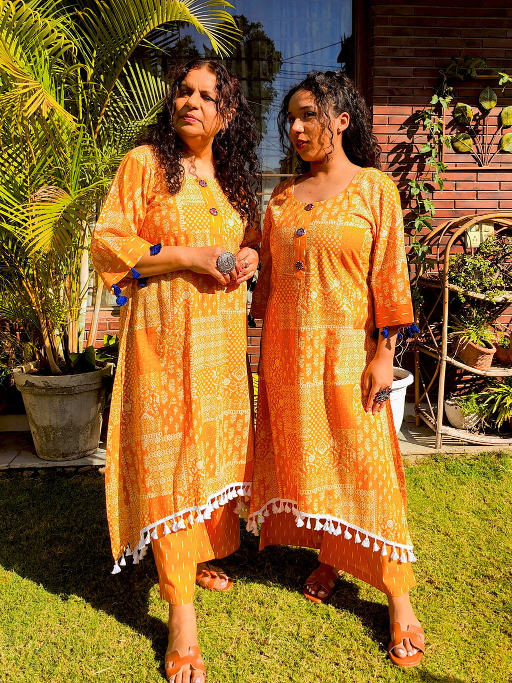 Yellow Blockwork Mirror Cotton Stitched Co-Ord Set