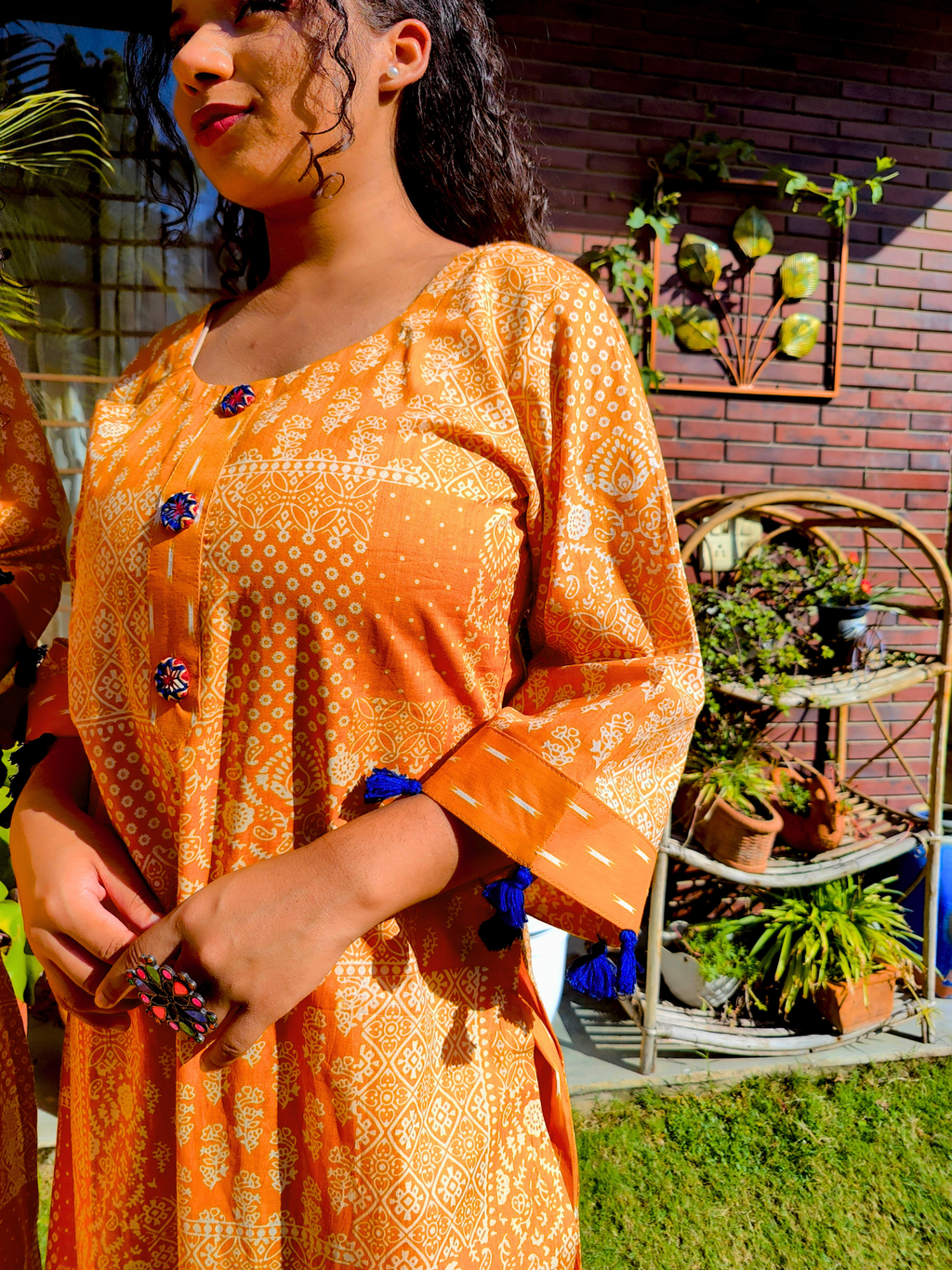 Yellow Blockwork Mirror Cotton Stitched Co-Ord Set