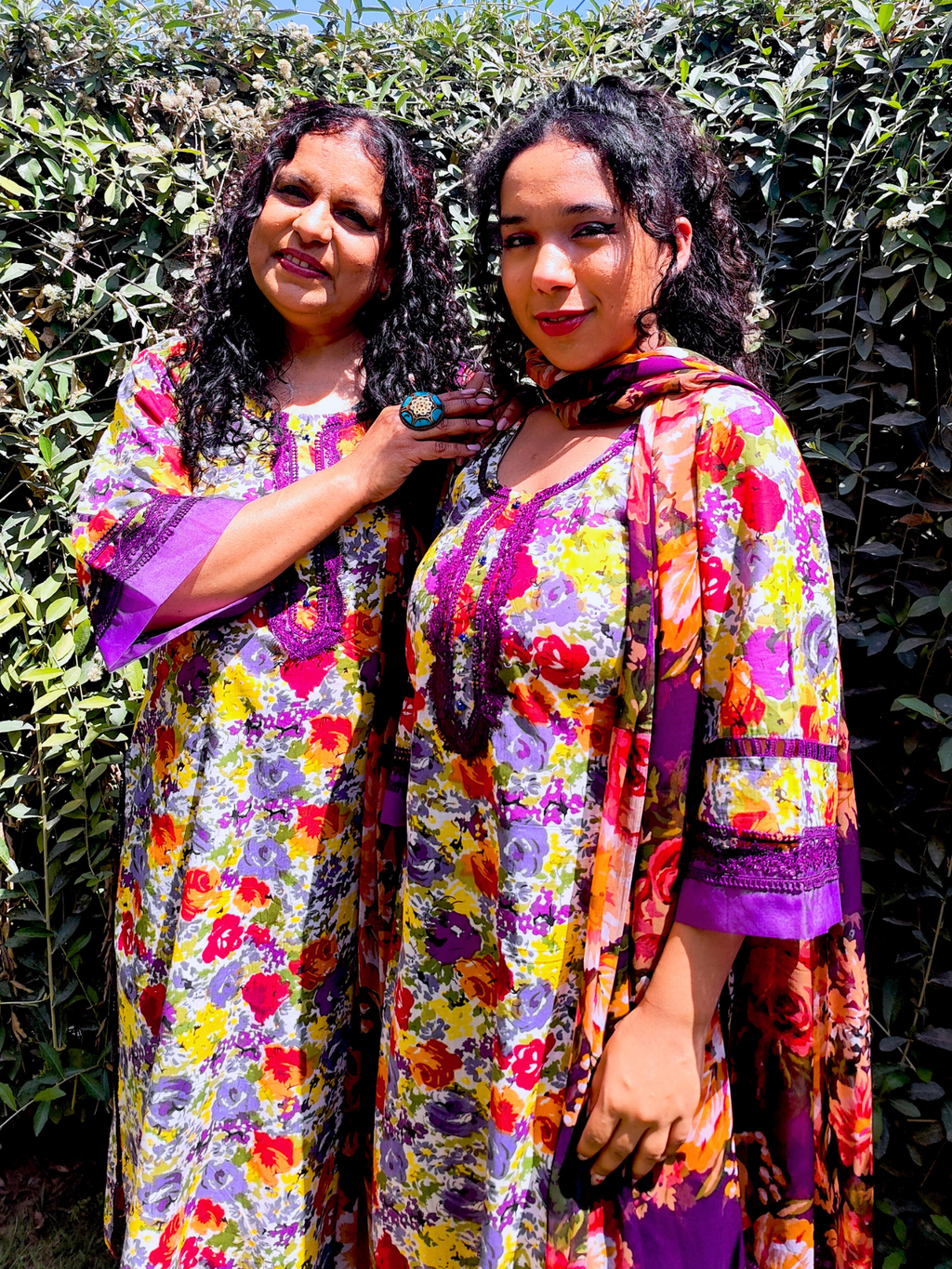 Purple Floral Handblock Cotton Stitched Suit Set