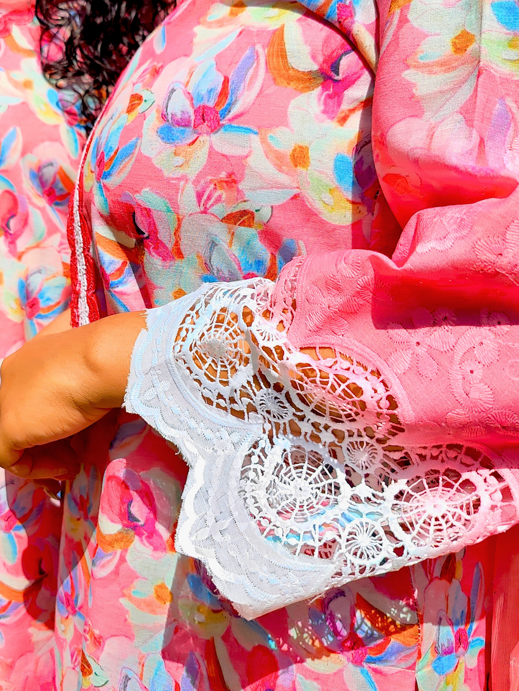 Multi Floral Pakistani Digital Printed Embroidered Cotton Stitched Suit Set