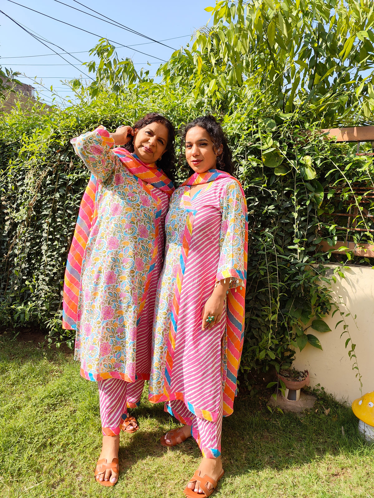 Multi Coloured Floral Digital Printed Cotton Stitched Suit Set