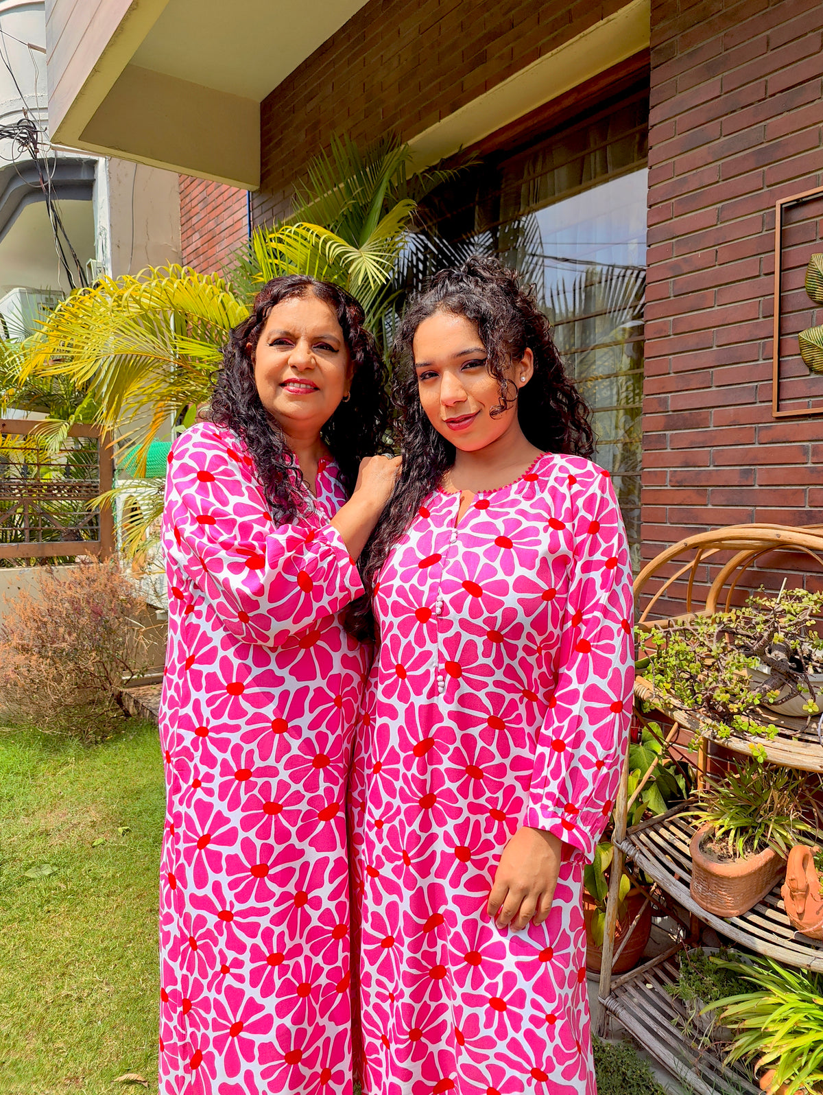 Pink Digital Printed Magenta Lace Cotton Stitched Co-Ord Set