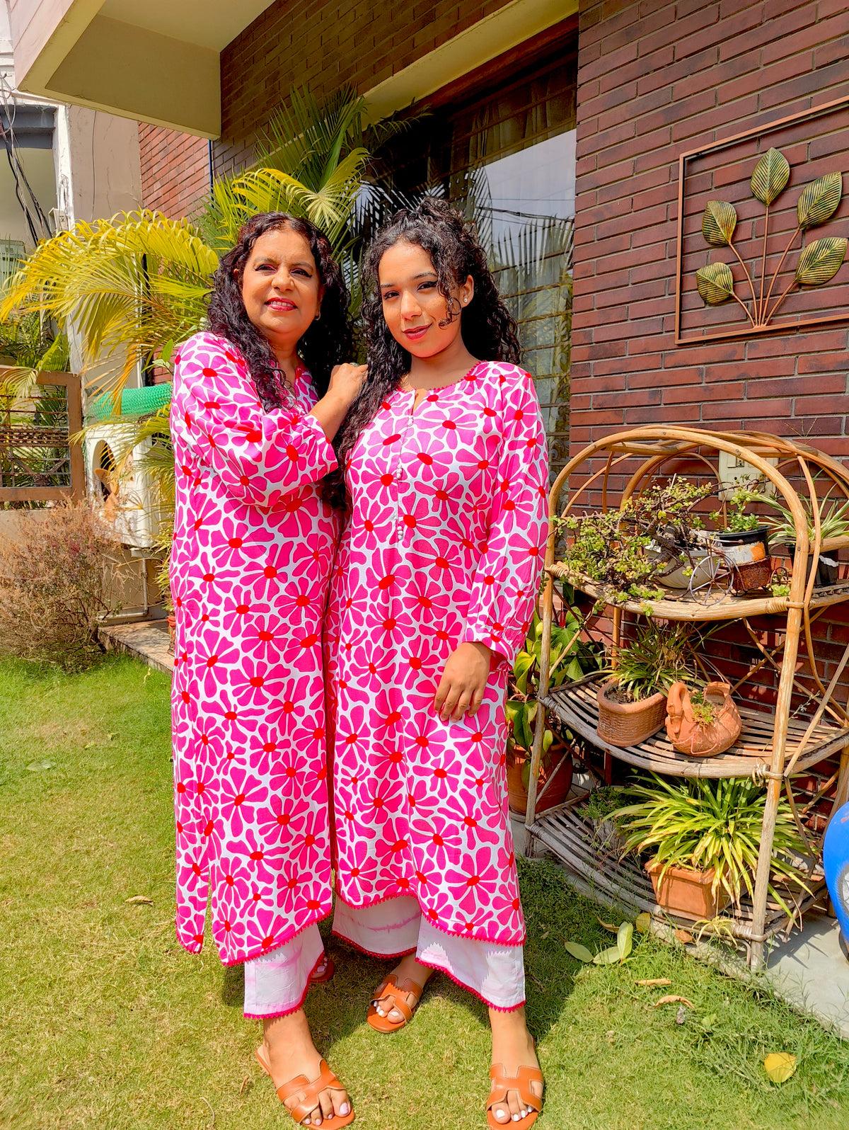 Pink Digital Printed Magenta Lace Cotton Stitched Co-Ord Set