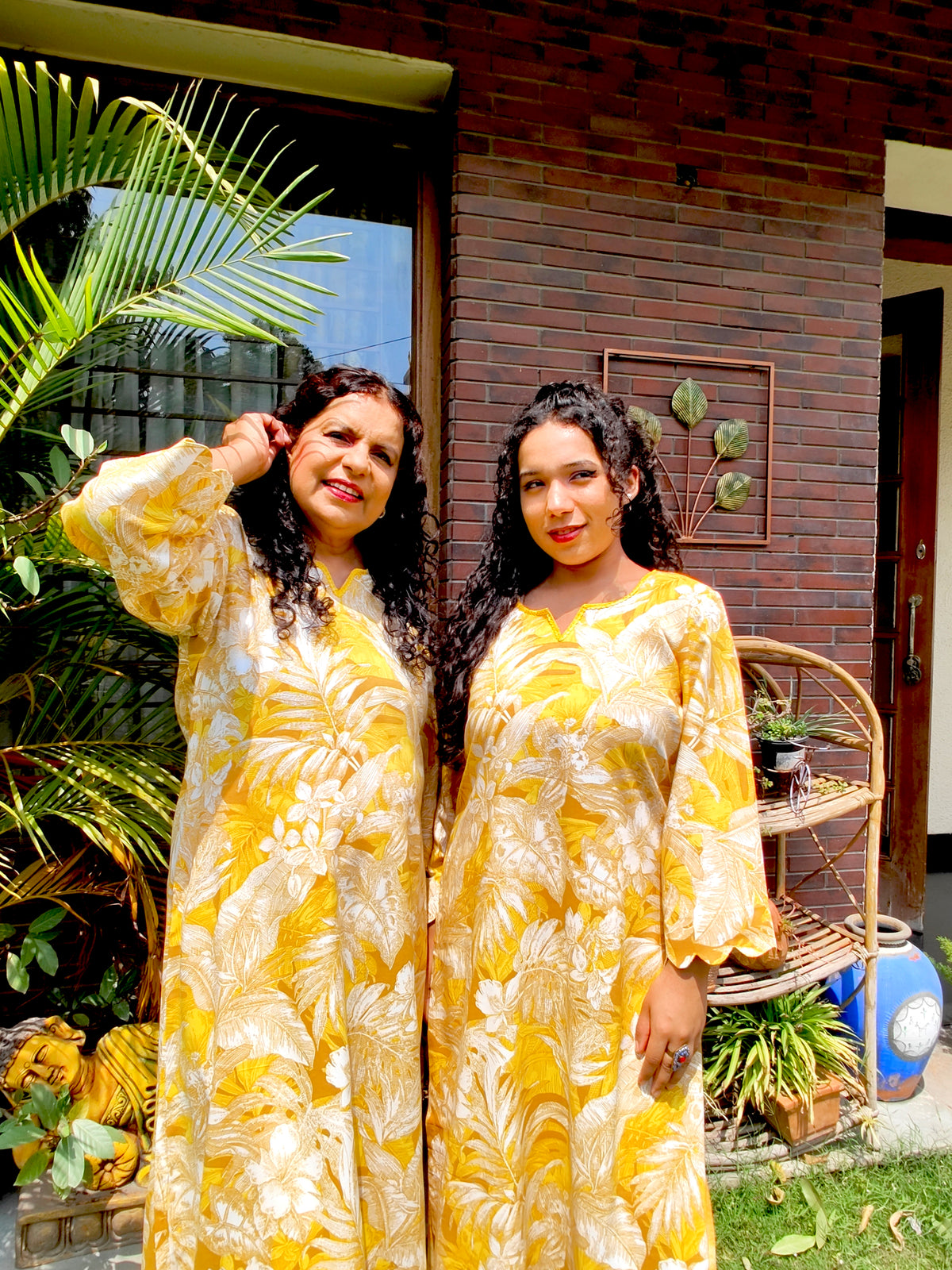 Yellow Digital Printed Cotton Yellow Lace Stitched Co-Ord Set