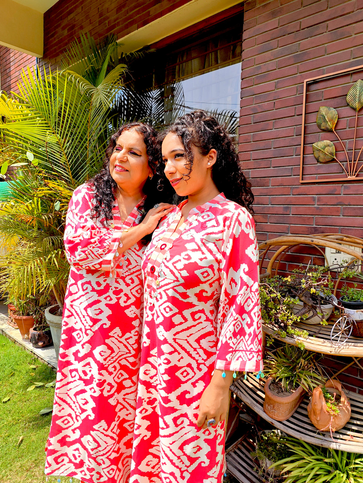 Peach Digital Printed Mirror Embroidered Cotton Stitched Co-Ord Set