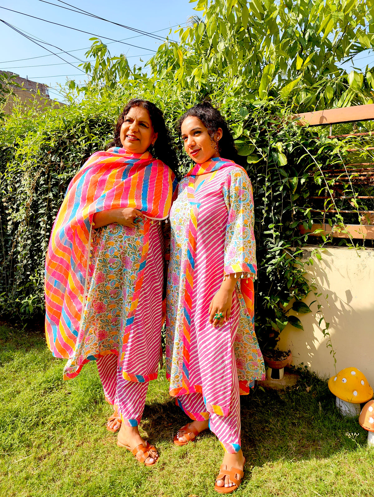 Multi Coloured Floral Digital Printed Cotton Stitched Suit Set