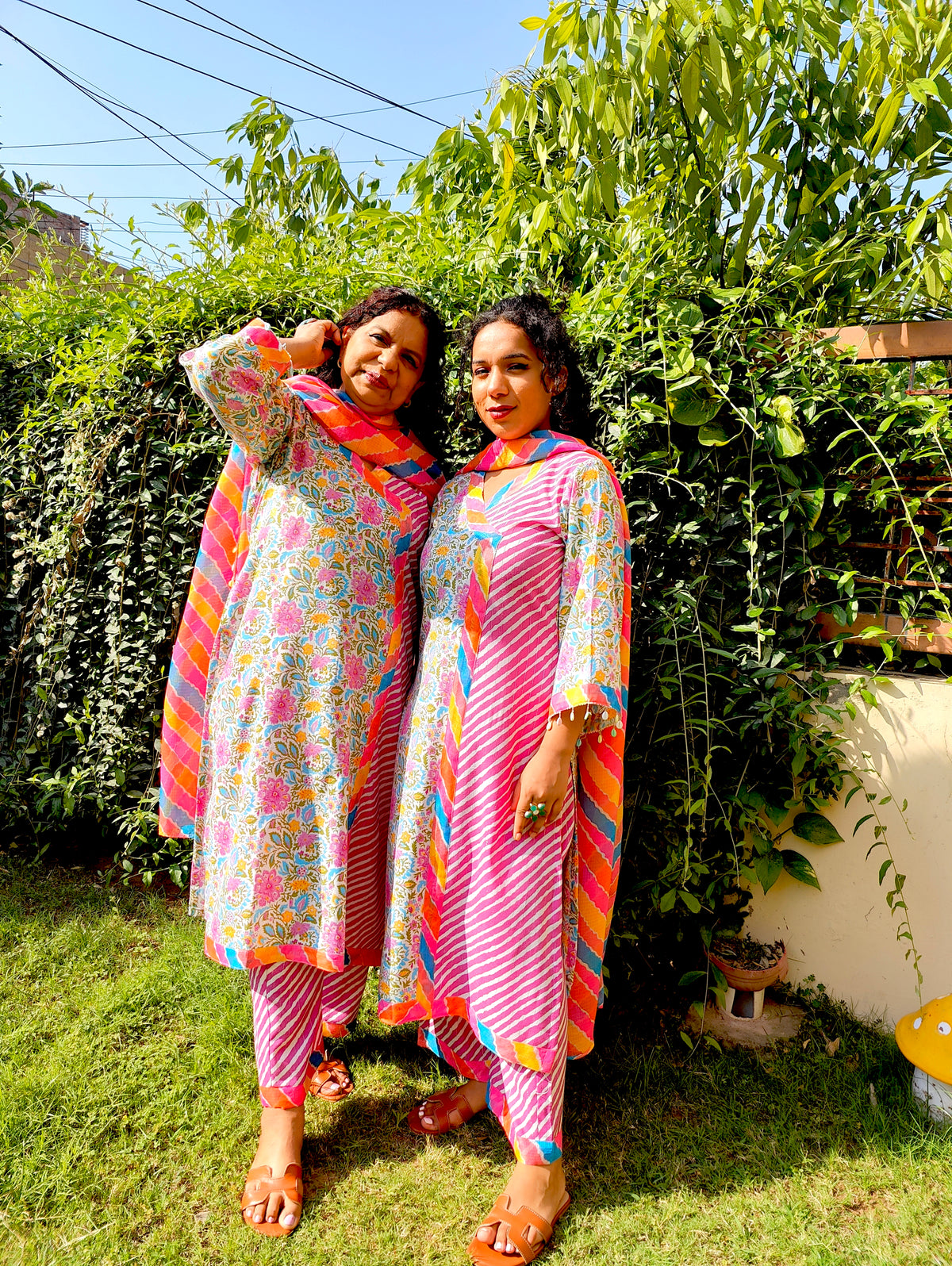 Multi Coloured Floral Digital Printed Cotton Stitched Suit Set