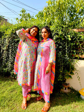 Multi Coloured Floral Digital Printed Cotton Stitched Suit Set