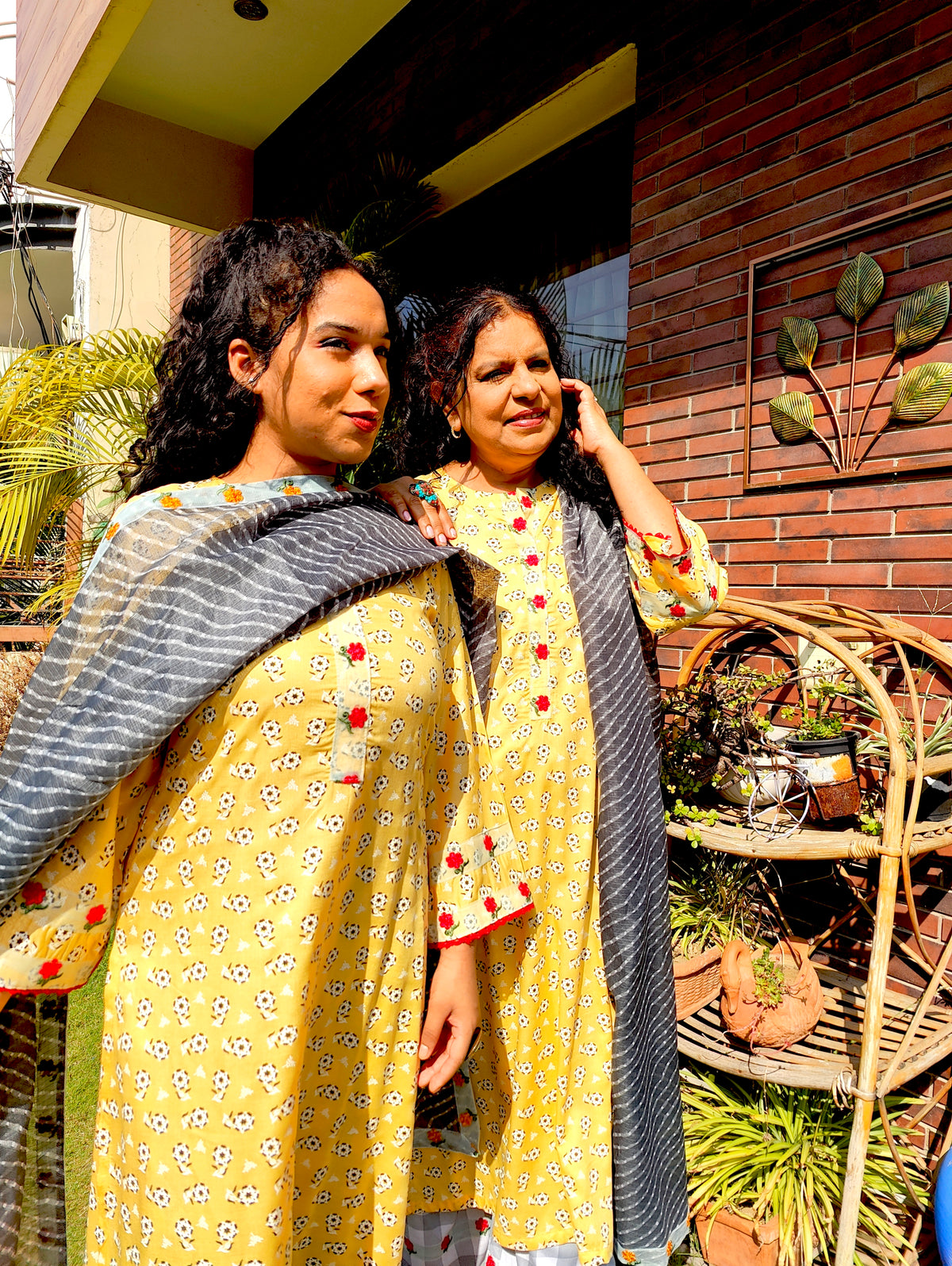 Yellow Cotton Digital Printed Embroidered Lace Stitched Suit Set