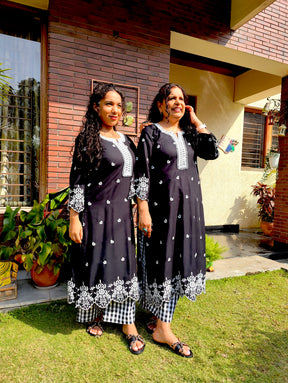 Black Embroidered Cotton Stitched Co-Ord Set