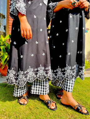 Black Embroidered Cotton Stitched Co-Ord Set