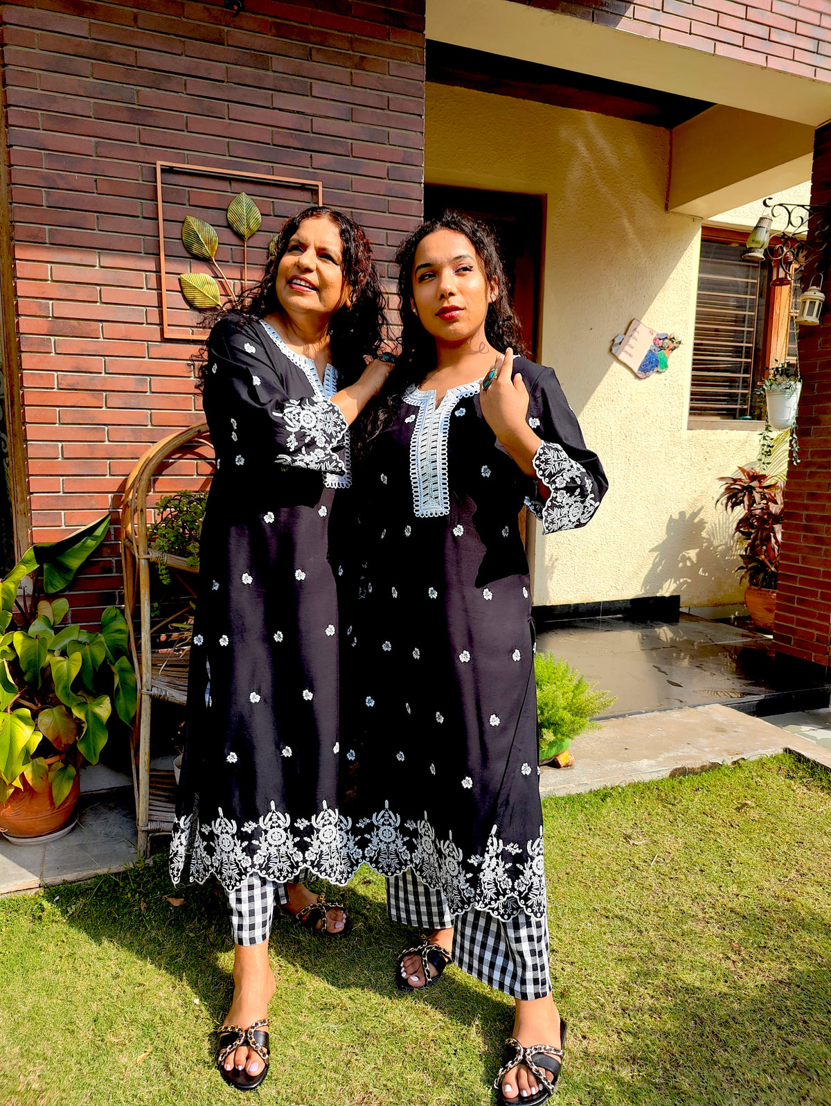 Black Embroidered Cotton Stitched Co-Ord Set